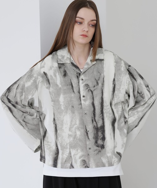 SOCCE（ソーシー）の「ルーズシルエット総柄オープンカラーシャツ（シャツ/ブラウス・メンズ・グレー/ブラック・L/M/S/XL）」の14枚目の写真