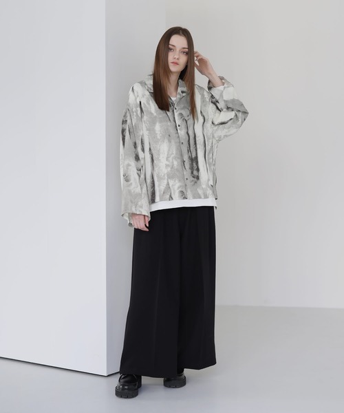 SOCCE（ソーシー）の「ルーズシルエット総柄オープンカラーシャツ（シャツ/ブラウス・メンズ・グレー/ブラック・L/M/S/XL）」の15枚目の写真