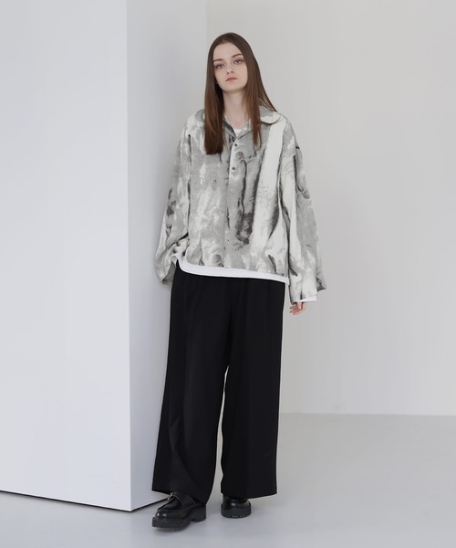 SOCCE（ソーシー）の「ルーズシルエット総柄オープンカラーシャツ（シャツ/ブラウス・メンズ・グレー/ブラック・L/M/S/XL）」の16枚目の写真