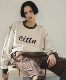 チェーンステッチロゴスウェットシャツマンツーマンTシャツ_CTT309(オートメランジ_ブラウン)