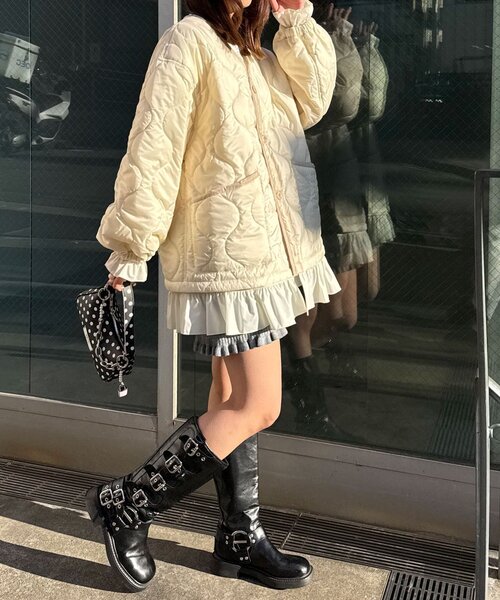 CIAOPANIC（チャオパニック）の「フリルレイヤードキルティングライナージャケット（その他アウター・レディース・カーキ/ブラック/アイボリー・ONE SIZE）」の6枚目の写真