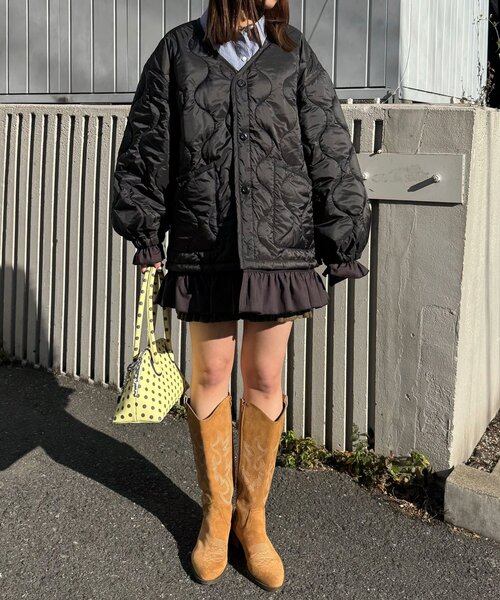 CIAOPANIC（チャオパニック）の「フリルレイヤードキルティングライナージャケット（その他アウター・レディース・カーキ/ブラック/アイボリー・ONE SIZE）」の13枚目の写真