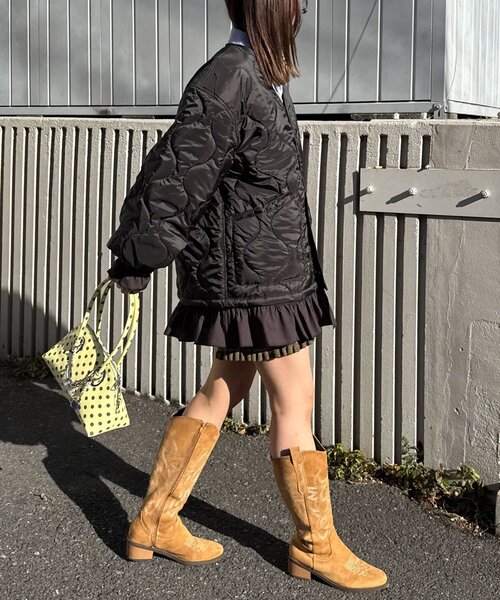 CIAOPANIC（チャオパニック）の「フリルレイヤードキルティングライナージャケット（その他アウター・レディース・カーキ/ブラック/アイボリー・ONE SIZE）」の14枚目の写真