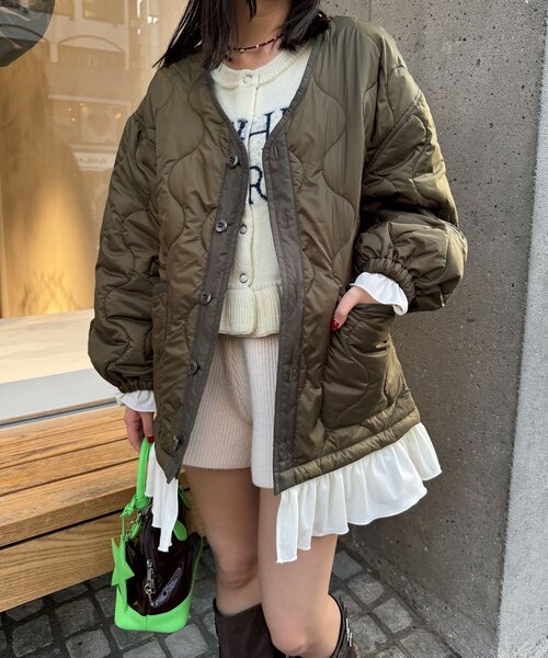 CIAOPANIC（チャオパニック）の「フリルレイヤードキルティングライナージャケット（その他アウター・レディース・カーキ/ブラック/アイボリー・ONE SIZE）」の17枚目の写真