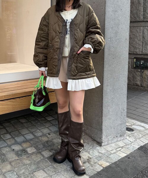 CIAOPANIC（チャオパニック）の「フリルレイヤードキルティングライナージャケット（その他アウター・レディース・カーキ/ブラック/アイボリー・ONE SIZE）」の21枚目の写真