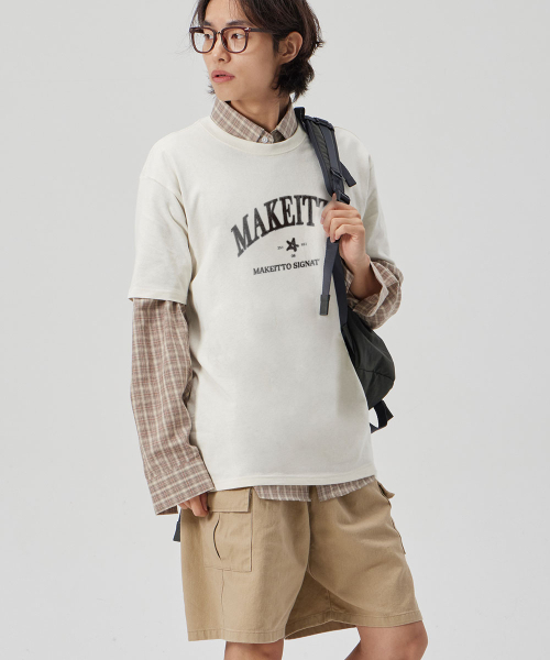 MAKEITTO（メイキット）の「[PAINTING LETTERING]CREW NECK TEE_CREAM（Tシャツ/カットソー・メンズ・その他・M/L/XL/XXL）」の3枚目の写真