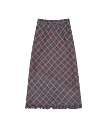 LARTIGENT（ラーティゼン）の「L17 FRILL CHECK LONG SKIRT(PURPLE)（スカート）」