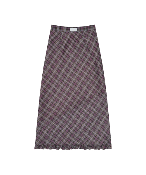 LARTIGENT(ラーティゼン)の「L17 FRILL CHECK LONG SKIRT(PURPLE)(スカート・レディース・その他・FREE)」の2枚目の写真