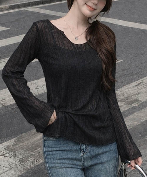 NANEA(ナネア)の「メローシアーロングTシャツ(Tシャツ/カットソー・レディース・ブラック/ホワイト/アイボリー・LARGE/MEDIUM/SMALL)」の3枚目の写真