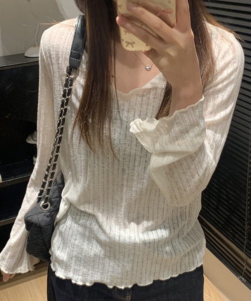 NANEA(ナネア)の「メローシアーロングTシャツ(Tシャツ/カットソー・レディース・ブラック/ホワイト/アイボリー・LARGE/MEDIUM/SMALL)」の6枚目の写真