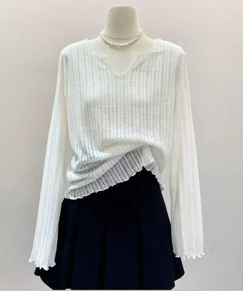 NANEA(ナネア)の「メローシアーロングTシャツ(Tシャツ/カットソー・レディース・ブラック/ホワイト/アイボリー・LARGE/MEDIUM/SMALL)」の7枚目の写真