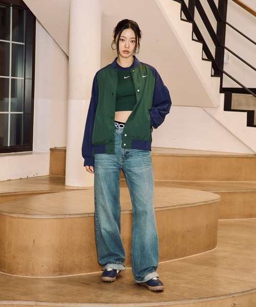 NIKE(ナイキ)の「ナイキ スポーツウェア ウィメンズ オーバーサイズド バーシティ ジャケット / Nike Sportswear Women's Oversized Varsity Jacket IF0333-323 Fir(ブルゾン・レディース・カモフラージュ・XL/L/XS/S/M)」の10枚目の写真