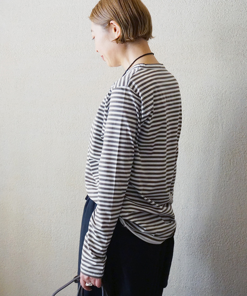 JOURNAL STANDARD LUXE（ジャーナルスタンダード　ラックス）の「コンパクトボーダー プルオーバー（Tシャツ/カットソー・レディース・ブラック/ブラウン・FREE）」の6枚目の写真