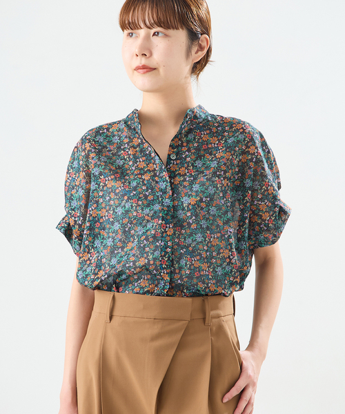 journal standard L'essage(ジャーナルスタンダードレサージュ)の「DEVEAUXフラワー&チェック/無地タックスリーブシャツ(シャツ/ブラウス・レディース・ブラック/ブルー系その他/ホワイト/ブラック系その他・FREE)」の8枚目の写真