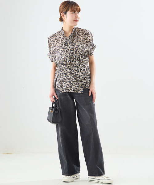 journal standard L'essage(ジャーナルスタンダードレサージュ)の「DEVEAUXフラワー&チェック/無地タックスリーブシャツ(シャツ/ブラウス・レディース・ブラック/ブルー系その他/ホワイト/ブラック系その他・FREE)」の10枚目の写真