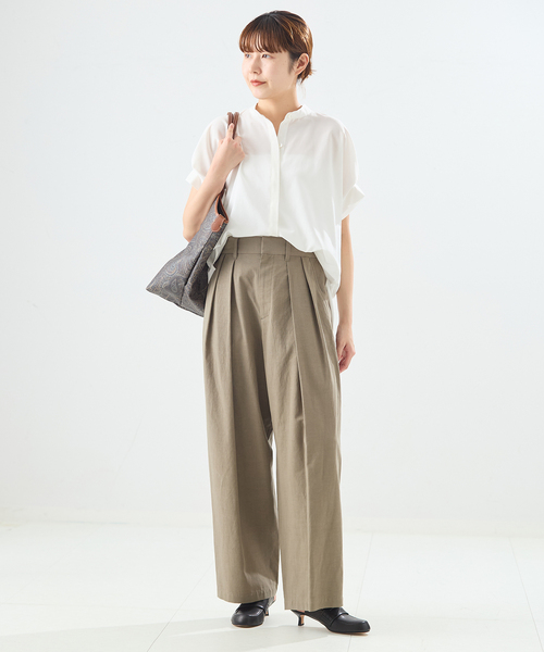 journal standard L'essage(ジャーナルスタンダードレサージュ)の「DEVEAUXフラワー&チェック/無地タックスリーブシャツ(シャツ/ブラウス・レディース・ブラック/ブルー系その他/ホワイト/ブラック系その他・FREE)」の15枚目の写真