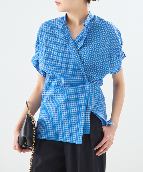 journal standard L'essage（ジャーナルスタンダードレサージュ）の「DEVEAUXフラワー&チェック/無地タックスリーブシャツ（シャツ/ブラウス・レディース・ブラック/ブルー系その他/ホワイト/ブラック系その他・FREE）」の22枚目の写真