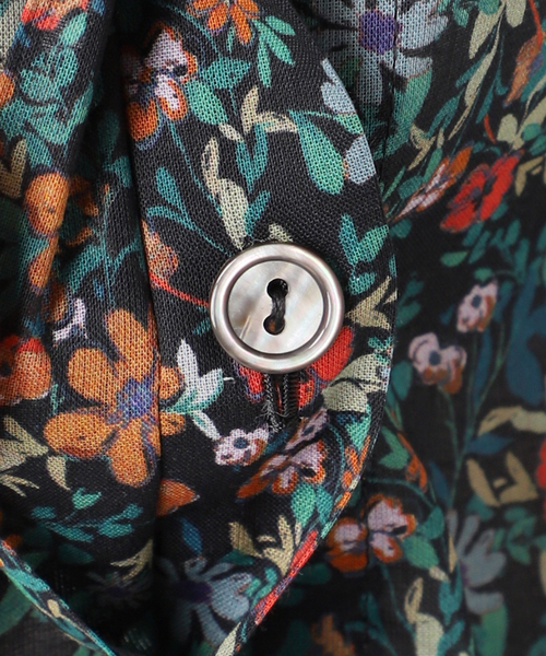 DEVEAUXフラワー&チェック/無地タックスリーブシャツ（シャツ/ブラウス