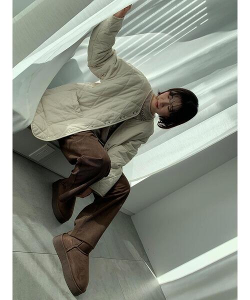 Samansa Mos2 blue(サマンサモスモスブルー)の「キルトミドルコート(その他アウター・レディース・グリーン/ライトベージュ/グレー・F)」の4枚目の写真