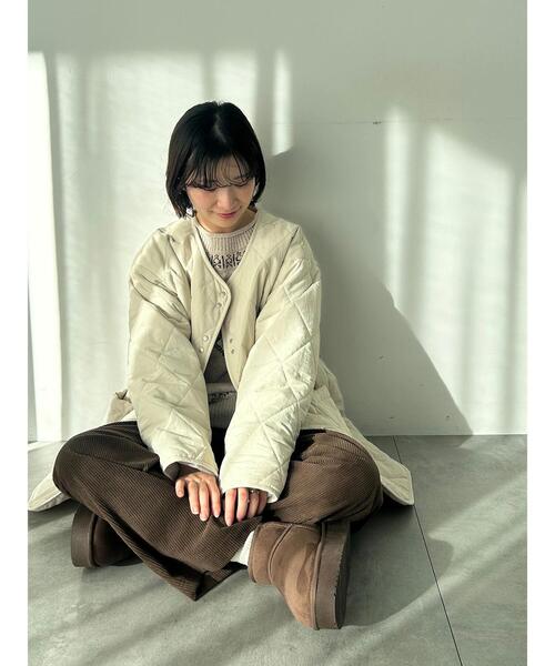 Samansa Mos2 blue(サマンサモスモスブルー)の「キルトミドルコート(その他アウター・レディース・グリーン/ライトベージュ/グレー・F)」の5枚目の写真