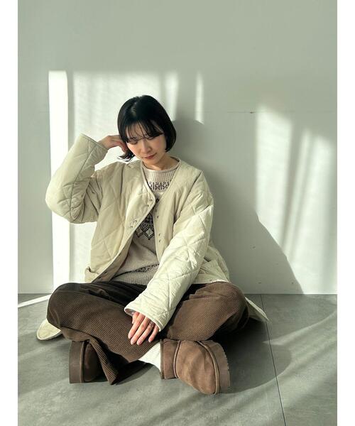 Samansa Mos2 blue(サマンサモスモスブルー)の「キルトミドルコート(その他アウター・レディース・グリーン/ライトベージュ/グレー・F)」の6枚目の写真