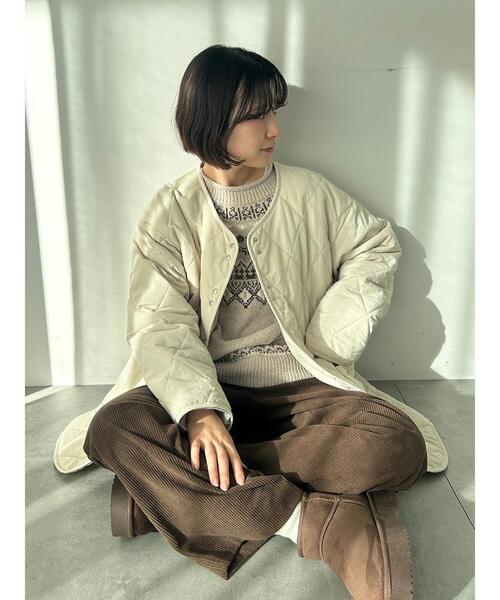 Samansa Mos2 blue(サマンサモスモスブルー)の「キルトミドルコート(その他アウター・レディース・グリーン/ライトベージュ/グレー・F)」の7枚目の写真