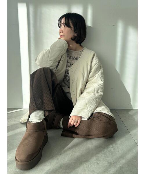 Samansa Mos2 blue(サマンサモスモスブルー)の「キルトミドルコート(その他アウター・レディース・グリーン/ライトベージュ/グレー・F)」の8枚目の写真