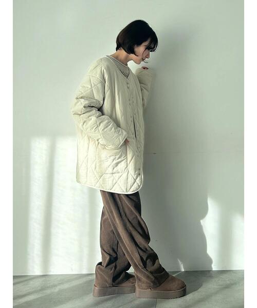 Samansa Mos2 blue(サマンサモスモスブルー)の「キルトミドルコート(その他アウター・レディース・グリーン/ライトベージュ/グレー・F)」の12枚目の写真