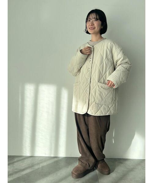 Samansa Mos2 blue(サマンサモスモスブルー)の「キルトミドルコート(その他アウター・レディース・グリーン/ライトベージュ/グレー・F)」の14枚目の写真