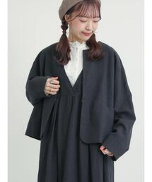 Samansa Mos2 | 【Cross×Linen】クルーネックジャケット(ノーカラージャケット)