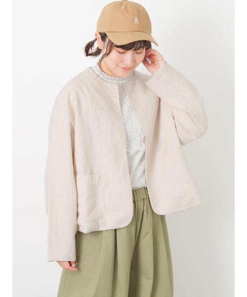 Samansa Mos2(サマンサ モスモス)の「【Cross×Linen】クルーネックジャケット(ノーカラージャケット・レディース・ベージュ/ブラック・F)」の22枚目の写真