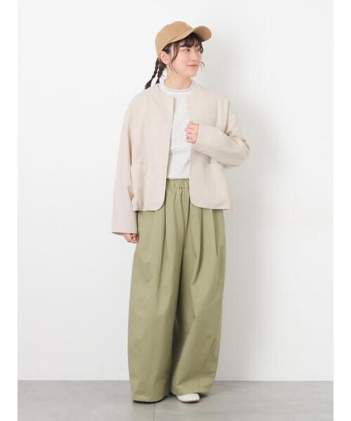 SM2【Cross×Linen】クルーネックジャケット セール】 【Cross×Linen】クルーネックジャケット（ブラック/ベージュ
