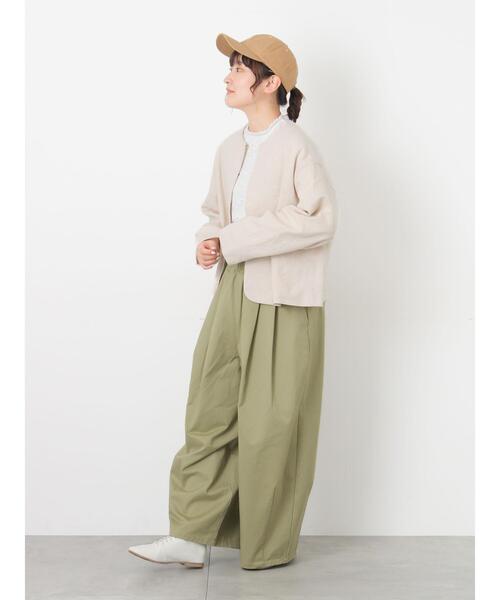 Samansa Mos2(サマンサ モスモス)の「【Cross×Linen】クルーネックジャケット(ノーカラージャケット・レディース・ベージュ/ブラック・F)」の6枚目の写真