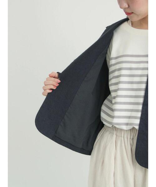 Samansa Mos2(サマンサ モスモス)の「【Cross×Linen】クルーネックジャケット(ノーカラージャケット・レディース・ベージュ/ブラック・F)」の7枚目の写真