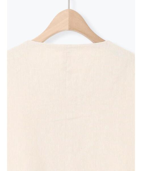 Samansa Mos2(サマンサ モスモス)の「【Cross×Linen】クルーネックジャケット(ノーカラージャケット・レディース・ベージュ/ブラック・F)」の14枚目の写真