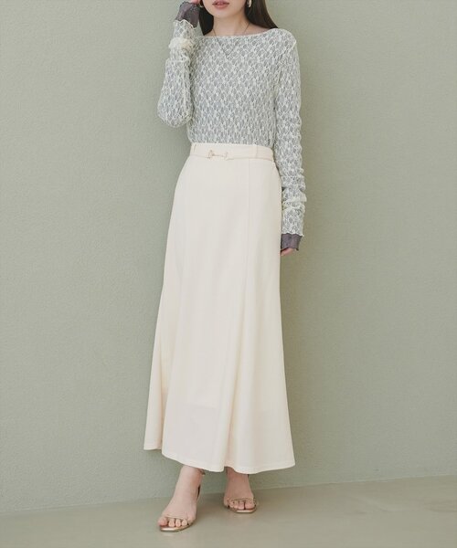 natural couture（ナチュラルクチュール）の「カットジョーゼットビットスカート（スカート・レディース・グレイッシュベージュ/ブラック/オフホワイト/ネイビー・FREE）」の7枚目の写真