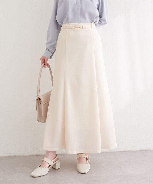 natural couture（ナチュラルクチュール）の「カットジョーゼットビットスカート（スカート・レディース・グレイッシュベージュ/ブラック/オフホワイト/ネイビー・FREE）」の9枚目の写真