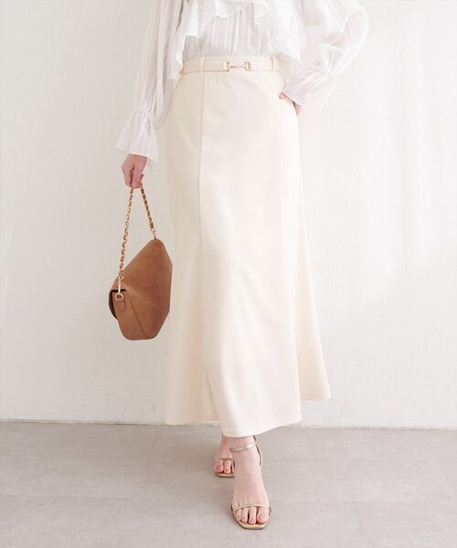 natural couture（ナチュラルクチュール）の「カットジョーゼットビットスカート（スカート・レディース・グレイッシュベージュ/ブラック/オフホワイト/ネイビー・FREE）」の12枚目の写真