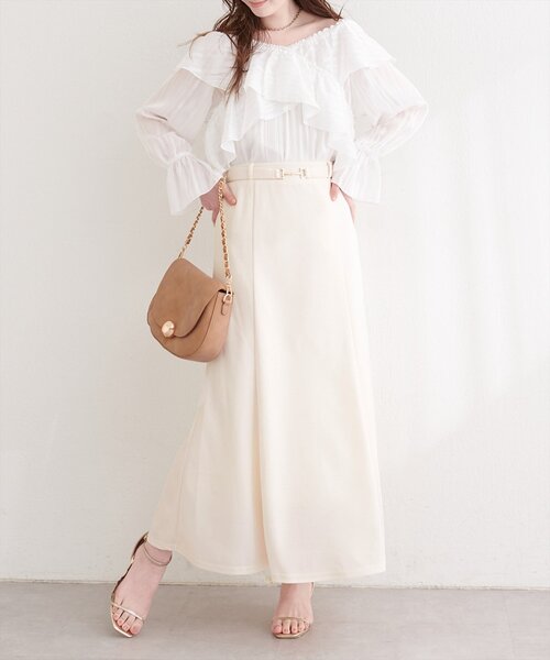 natural couture（ナチュラルクチュール）の「カットジョーゼットビットスカート（スカート・レディース・グレイッシュベージュ/ブラック/オフホワイト/ネイビー・FREE）」の15枚目の写真