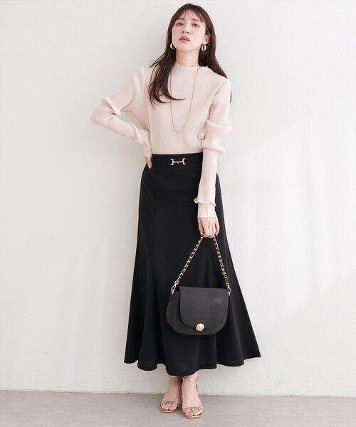 natural couture（ナチュラルクチュール）の「カットジョーゼットビットスカート（スカート・レディース・グレイッシュベージュ/ブラック/オフホワイト/ネイビー・FREE）」の20枚目の写真