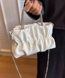 グリッターハンドルルーシュミニバッグ