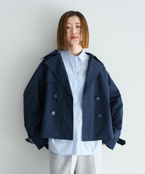 YECCA VECCA（イェッカヴェッカ）の「レースMIXショートトレンチコート（トレンチコート・レディース・ベージュ/ネイビー/アイボリー・FREE）」の3枚目の写真