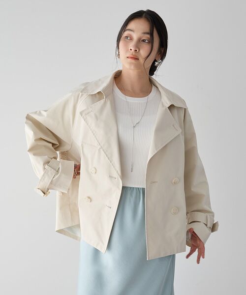 YECCA VECCA（イェッカヴェッカ）の「レースMIXショートトレンチコート（トレンチコート・レディース・ベージュ/ネイビー/アイボリー・FREE）」の8枚目の写真