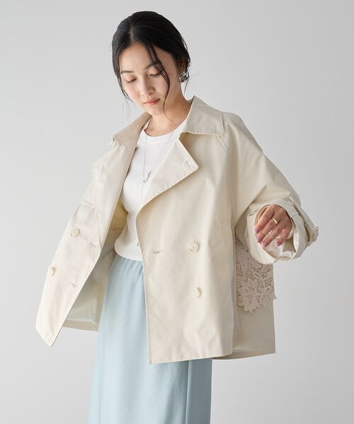 YECCA VECCA（イェッカヴェッカ）の「レースMIXショートトレンチコート（トレンチコート・レディース・ベージュ/ネイビー/アイボリー・FREE）」の10枚目の写真