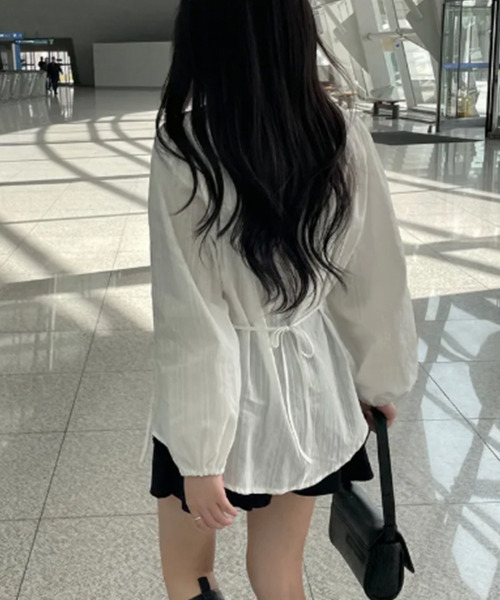 VIVID LADY（ビビッドレディー）の「2WAYリボン付き エンボスブラウス（シャツ/ブラウス・レディース・ブラック/ホワイト・FREE）」の17枚目の写真