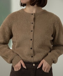 shaggy button point compact cardigan / シャギーボタンポイントコンパクトカーディガン