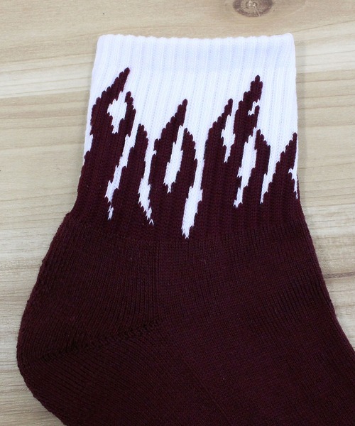 schott（ショット）の「FLAME SOCKS/２足セット（ソックス/靴下・メンズ・ブラック×レッド・FREE）」の5枚目の写真