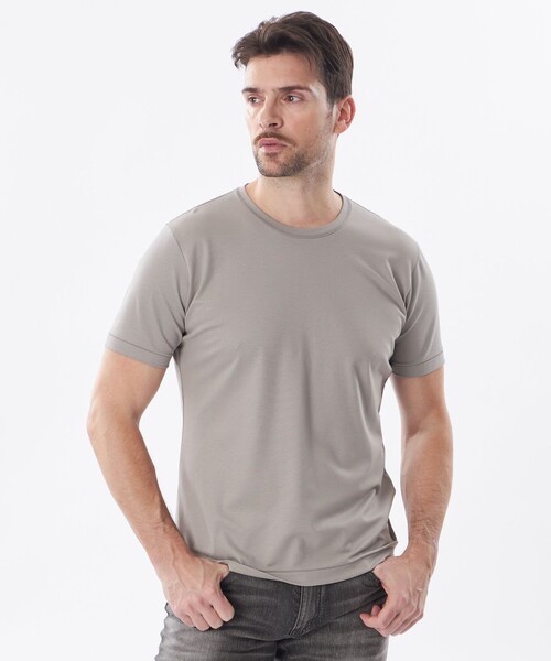 EPOCA UOMO(エポカウォモ)の「*Safari5月号掲載*ライトポンチカットソー(Tシャツ/カットソー・メンズ・グレー系その他/ブラック/ブラウン系その他4/ホワイト・48/46)」の3枚目の写真