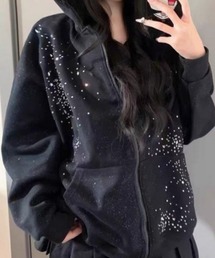 おしゃれスタ（オシャレスタ）の「きらきらラインストーンジップパーカー（パーカー）」