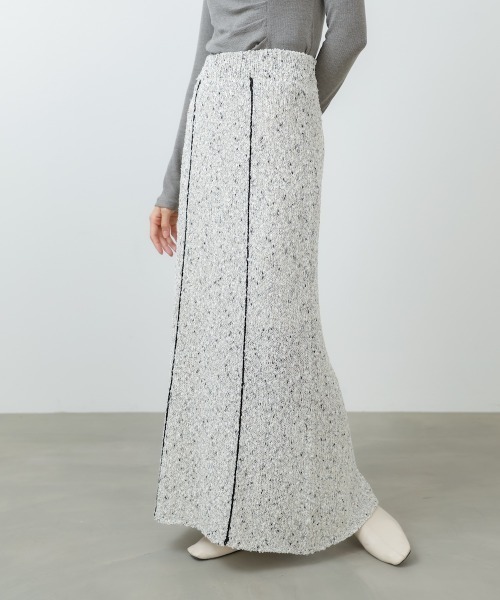 Bab(バブ)の「【セットアップ対応可能】【選べるサイズ展開】MIX編みラインニットスカート(スカート・レディース・ブラック/アイボリー・S/M)」の2枚目の写真